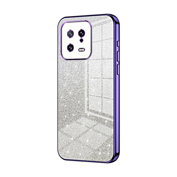 

For Xiaomi 13 Gradient Glitter Powder Electroplated Phone Case(Purple)