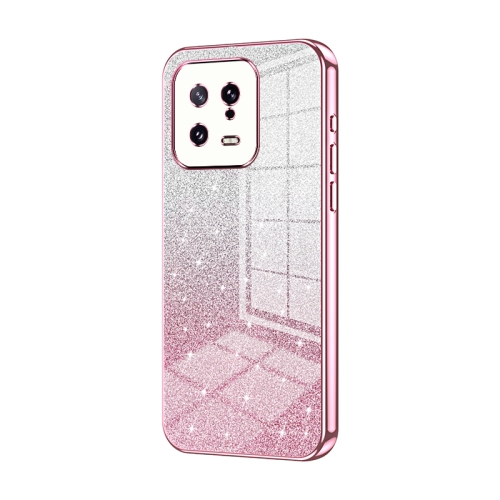 

For Xiaomi 13 Gradient Glitter Powder Electroplated Phone Case(Pink)