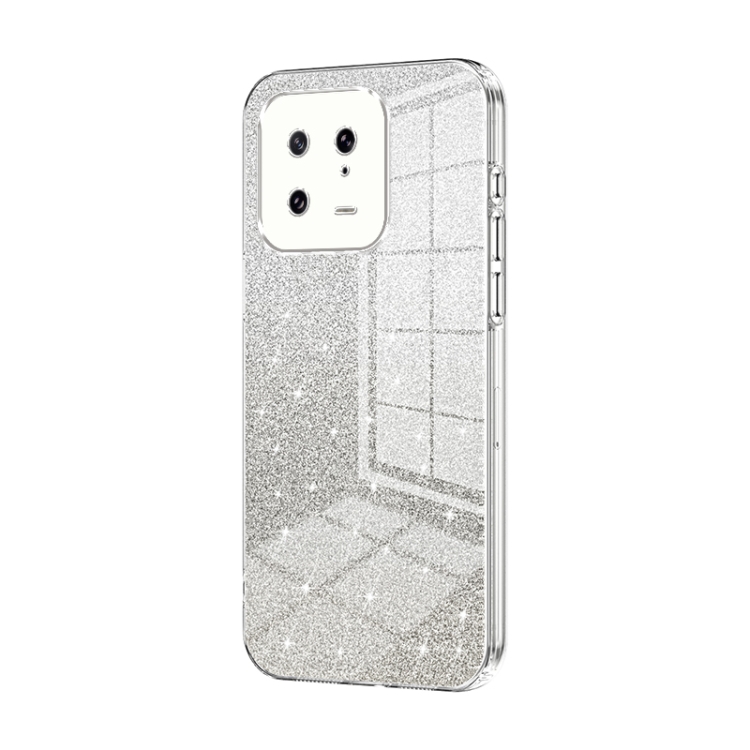 

For Xiaomi 13 Gradient Glitter Powder Electroplated Phone Case(Transparent)