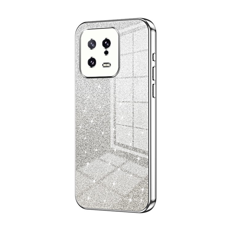 

For Xiaomi 13 Gradient Glitter Powder Electroplated Phone Case(Silver)