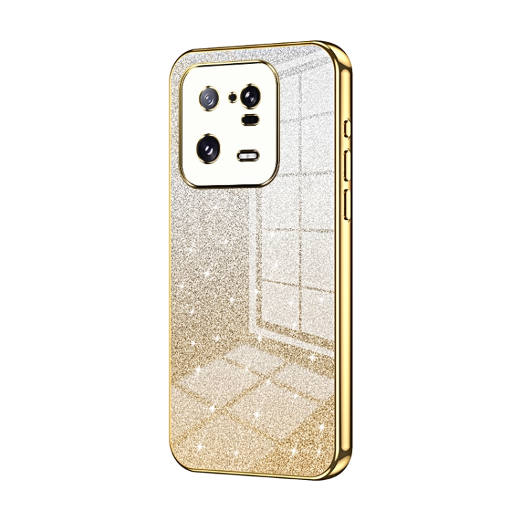 

For Xiaomi 13 Pro Gradient Glitter Powder Electroplated Phone Case(Gold)