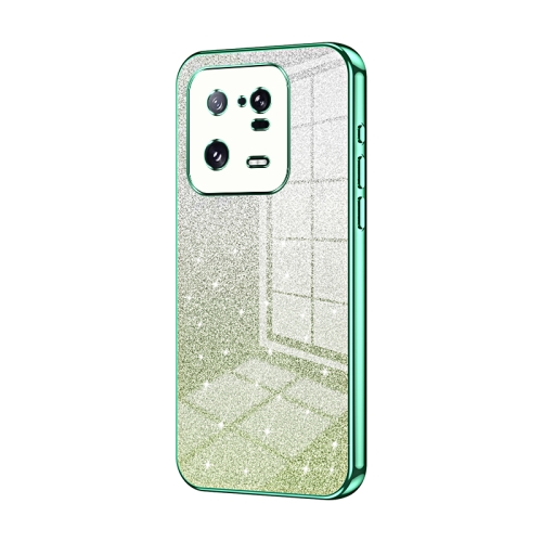 

For Xiaomi 13 Pro Gradient Glitter Powder Electroplated Phone Case(Green)