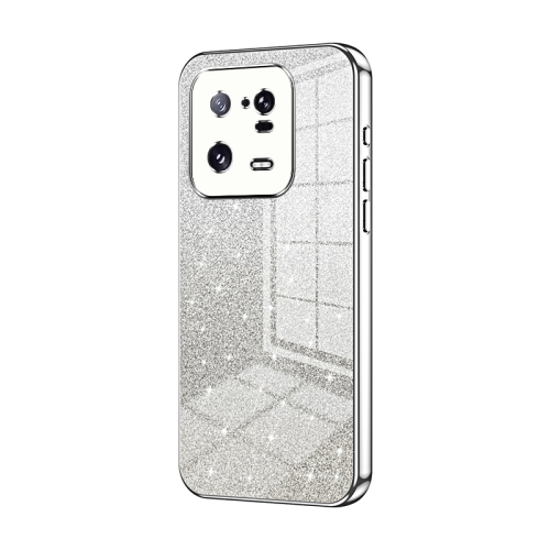 

For Xiaomi 13 Pro Gradient Glitter Powder Electroplated Phone Case(Silver)