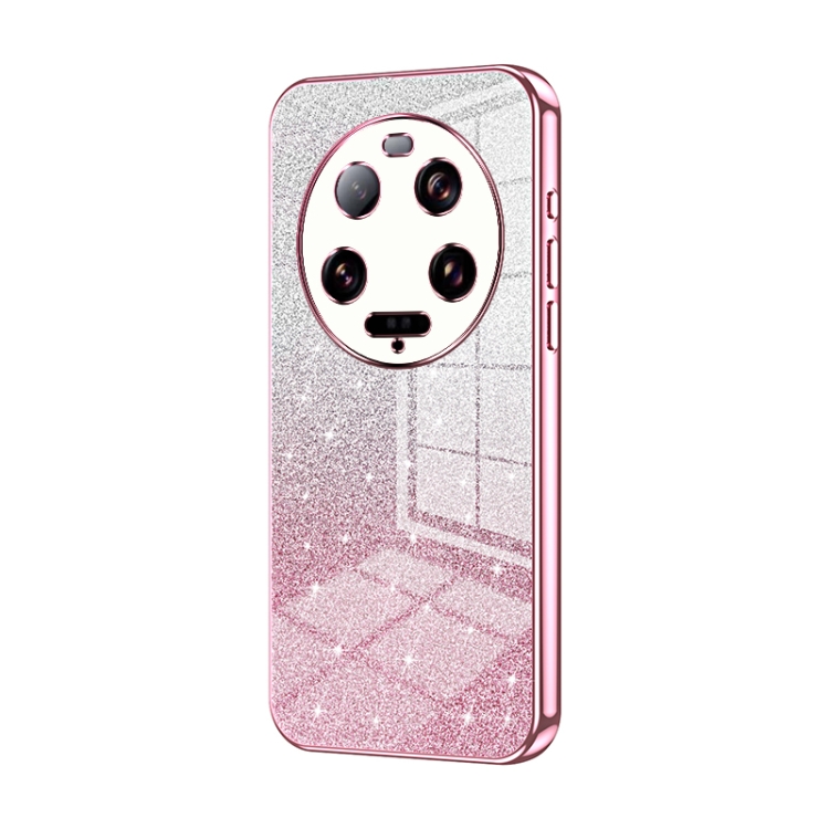 

For Xiaomi 13 Ultra Gradient Glitter Powder Electroplated Phone Case(Pink)