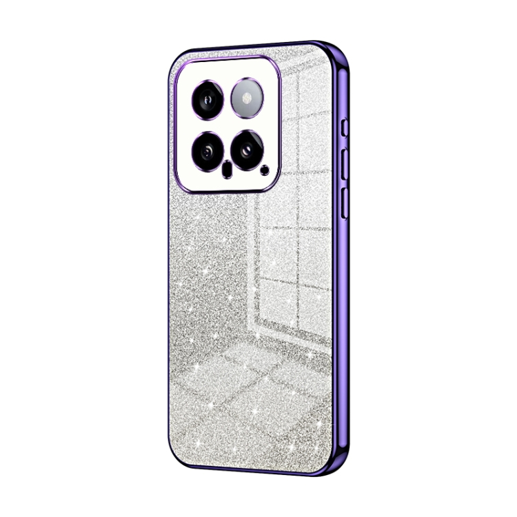 

For Xiaomi 14 Gradient Glitter Powder Electroplated Phone Case(Purple)
