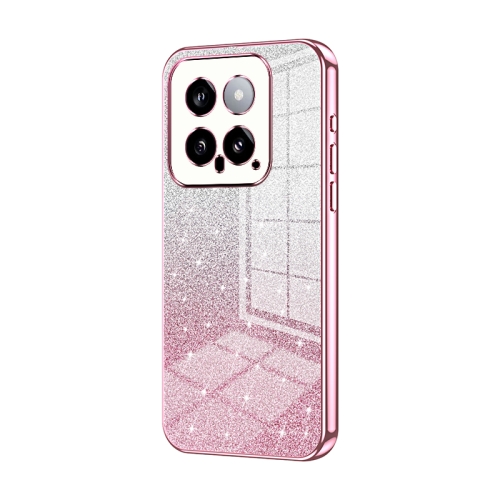 

For Xiaomi 14 Gradient Glitter Powder Electroplated Phone Case(Pink)
