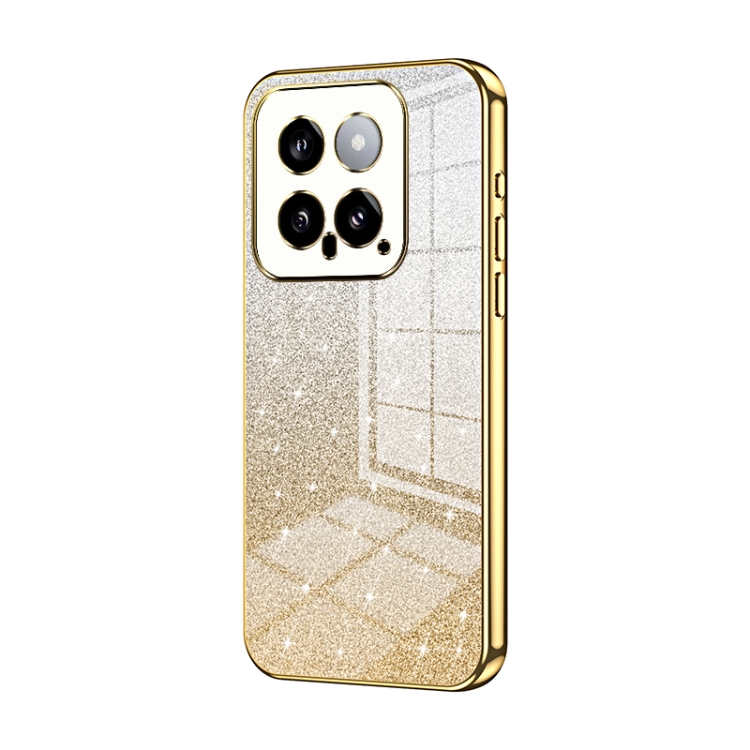 

For Xiaomi 14 Gradient Glitter Powder Electroplated Phone Case(Gold)