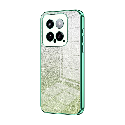 For Xiaomi 14 Gradient Glitter Powder Electroplated Phone Case(Green)