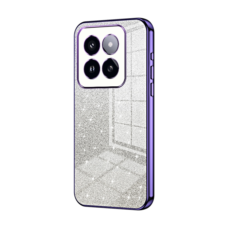 

For Xiaomi 14 Pro Gradient Glitter Powder Electroplated Phone Case(Purple)