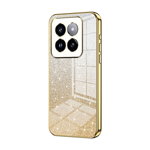 

For Xiaomi 14 Pro Gradient Glitter Powder Electroplated Phone Case(Gold)