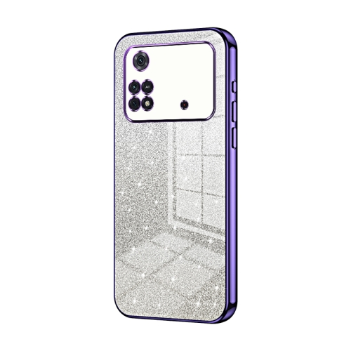 

For Xiaomi Poco M4 Pro Gradient Glitter Powder Electroplated Phone Case(Purple)