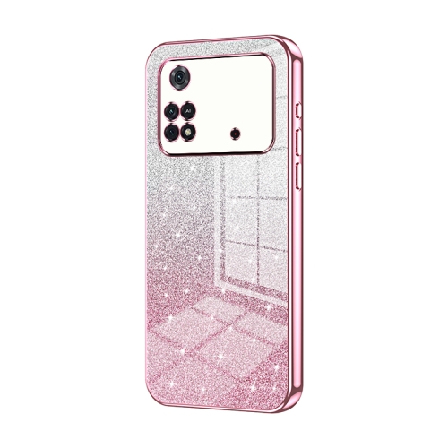 

For Xiaomi Poco M4 Pro Gradient Glitter Powder Electroplated Phone Case(Pink)