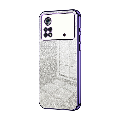 

For Xiaomi Poco X4 Pro 5G Gradient Glitter Powder Electroplated Phone Case(Purple)
