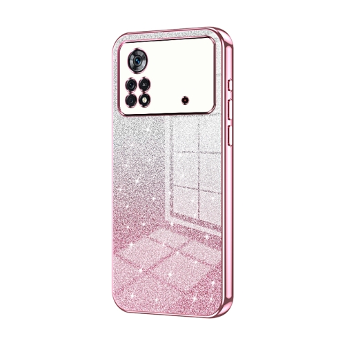 

For Xiaomi Poco X4 Pro 5G Gradient Glitter Powder Electroplated Phone Case(Pink)
