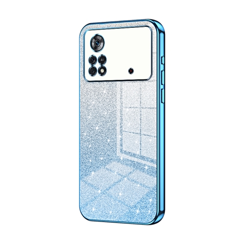 

For Xiaomi Poco X4 Pro 5G Gradient Glitter Powder Electroplated Phone Case(Blue)