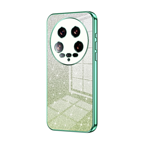 

For Xiaomi 14 Ultra Gradient Glitter Powder Electroplated Phone Case(Green)