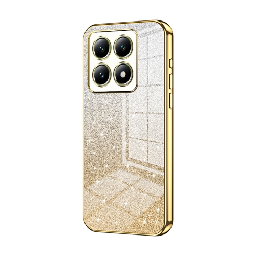 

For Xiaomi 14T Gradient Glitter Powder Electroplated Phone Case(Gold)