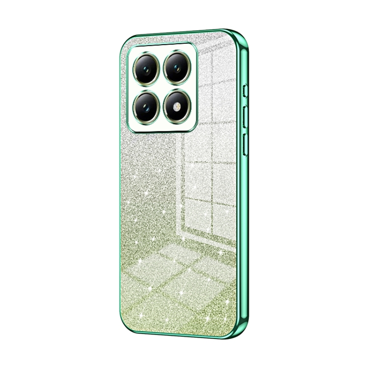 

For Xiaomi 14T Gradient Glitter Powder Electroplated Phone Case(Green)