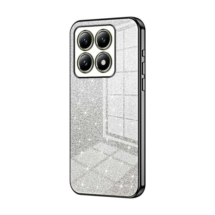 

For Xiaomi 14T Gradient Glitter Powder Electroplated Phone Case(Black)
