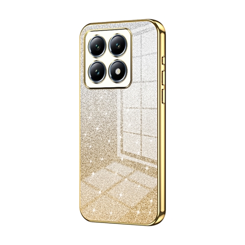 

For Xiaomi 14T Pro Gradient Glitter Powder Electroplated Phone Case(Gold)