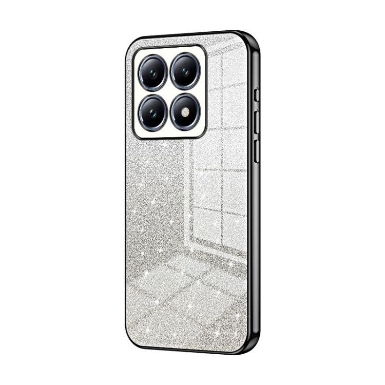 

For Xiaomi 14T Pro Gradient Glitter Powder Electroplated Phone Case(Black)