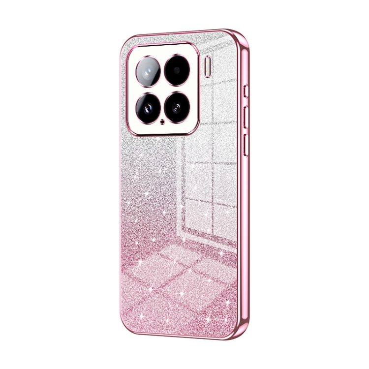 

For Xiaomi 15 Gradient Glitter Powder Electroplated Phone Case(Pink)
