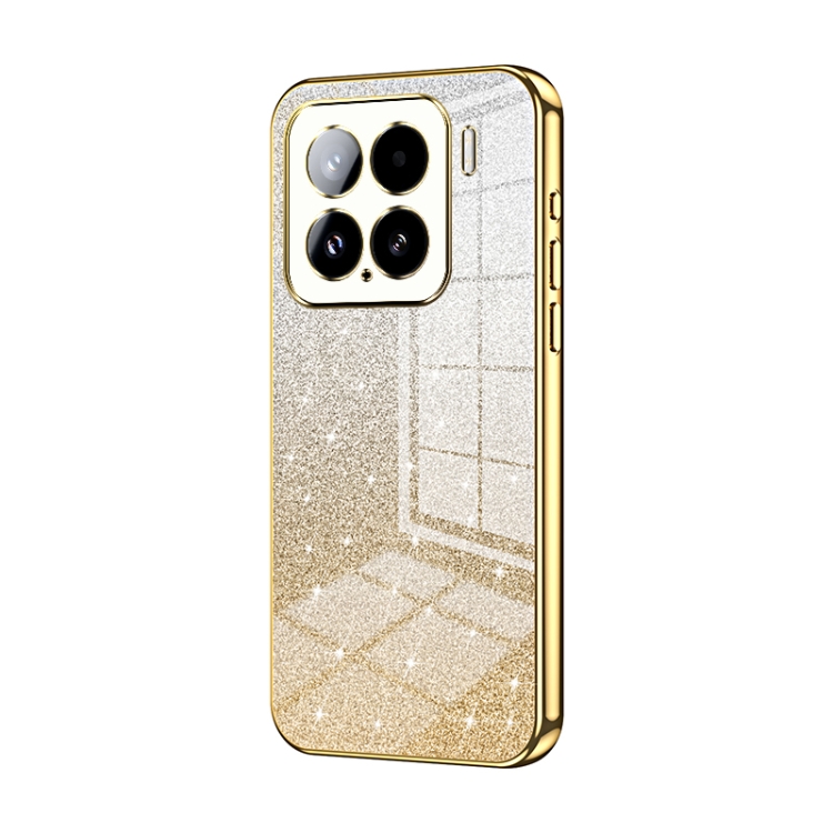 

For Xiaomi 15 Gradient Glitter Powder Electroplated Phone Case(Gold)