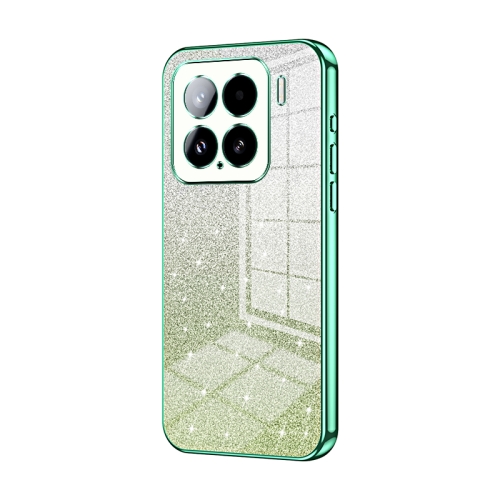 

For Xiaomi 15 Gradient Glitter Powder Electroplated Phone Case(Green)
