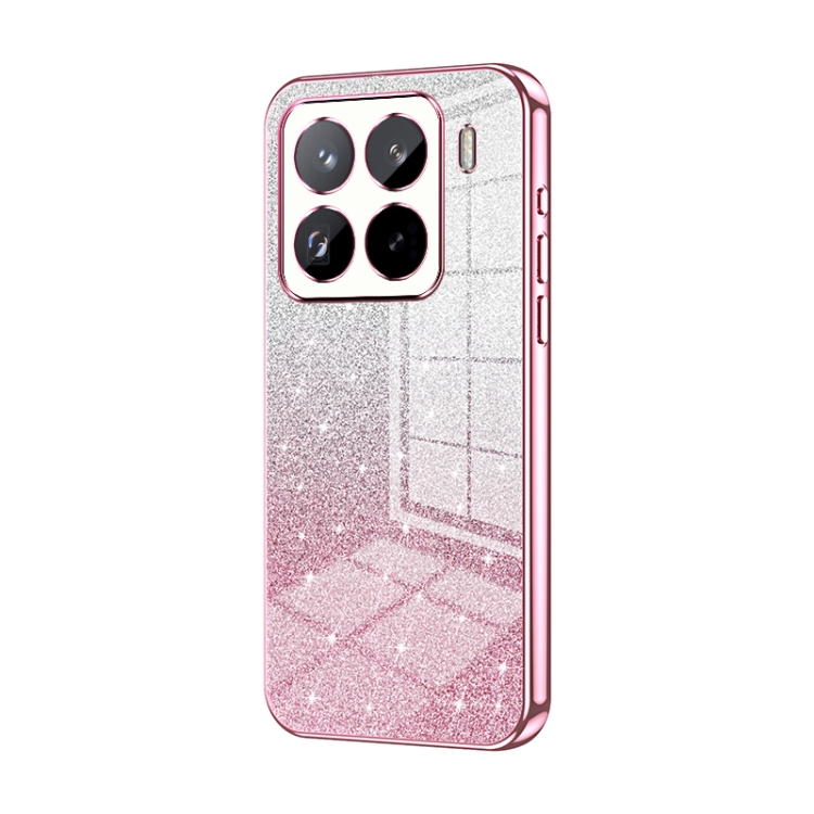 

For Xiaomi 15 Pro Gradient Glitter Powder Electroplated Phone Case(Pink)