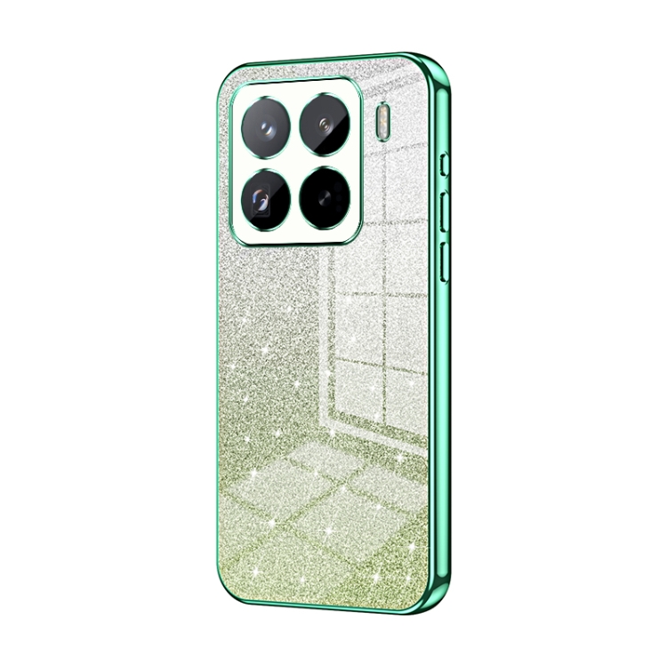 

For Xiaomi 15 Pro Gradient Glitter Powder Electroplated Phone Case(Green)