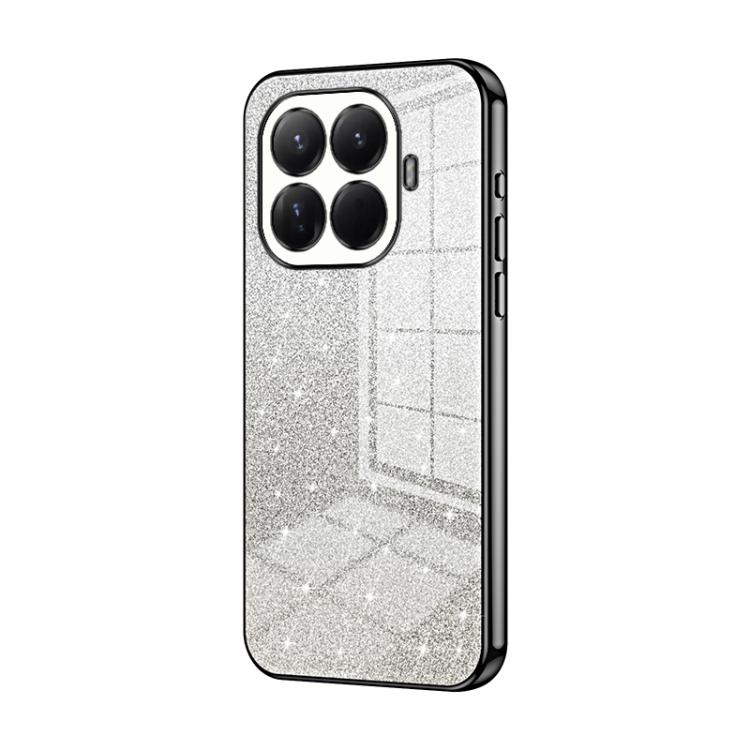 

For Xiaomi 15T Pro Gradient Glitter Powder Electroplated Phone Case(Black)
