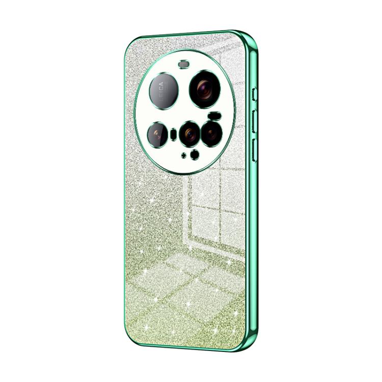 

For Xiaomi 15 Ultra Gradient Glitter Powder Electroplated Phone Case(Green)