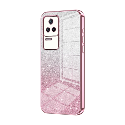 

For Xiaomi Redmi K40S / Poco F4 Gradient Glitter Powder Electroplated Phone Case(Pink)