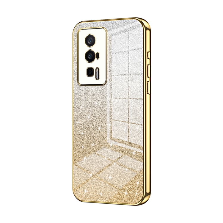 

For Xiaomi Redmi K60 / K60 Pro Gradient Glitter Powder Electroplated Phone Case(Gold)