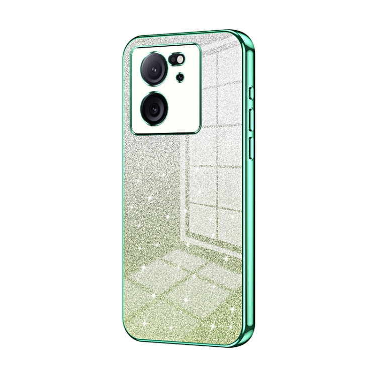 

For Xiaomi Redmi K60 Ultra / Xiaomi 13T Gradient Glitter Powder Electroplated Phone Case(Green)