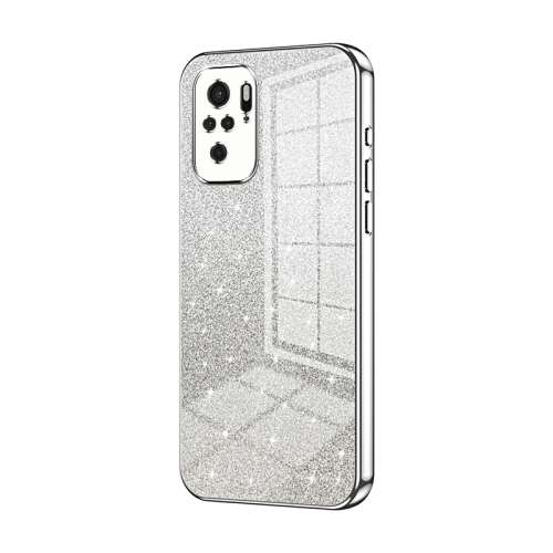 

For Xiaomi Redmi Note 10/Note 10S Gradient Glitter Powder Electroplated Phone Case(Silver)