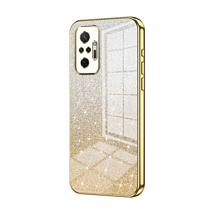 

For Xiaomi Redmi Note 10 Pro/10 Pro Max Gradient Glitter Powder Electroplated Phone Case(Gold)