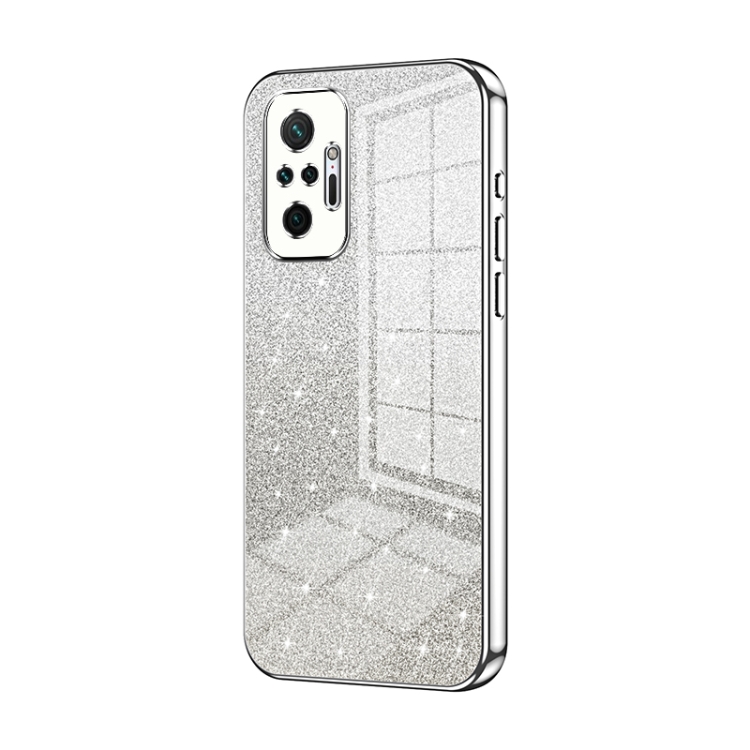 

For Xiaomi Redmi Note 10 Pro/10 Pro Max Gradient Glitter Powder Electroplated Phone Case(Silver)