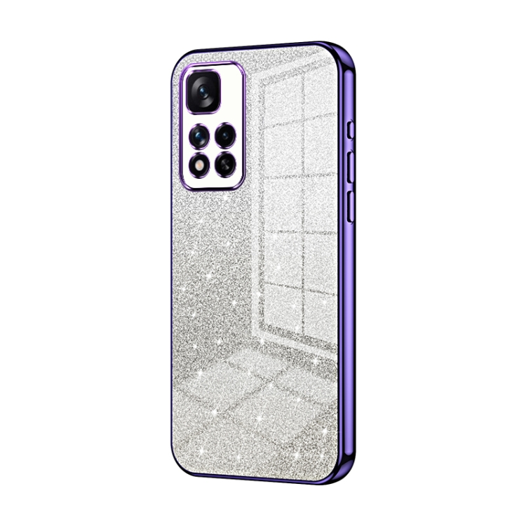 

For Xiaomi Redmi Note 11 Pro+ 5G Gradient Glitter Powder Electroplated Phone Case(Purple)