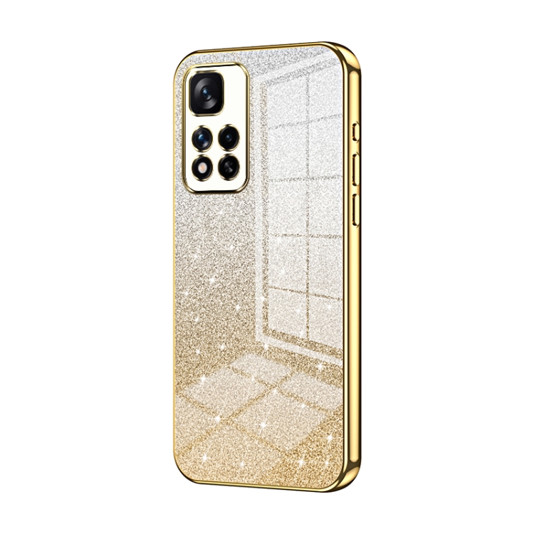 

For Xiaomi Redmi Note 11 Pro+ 5G Gradient Glitter Powder Electroplated Phone Case(Gold)