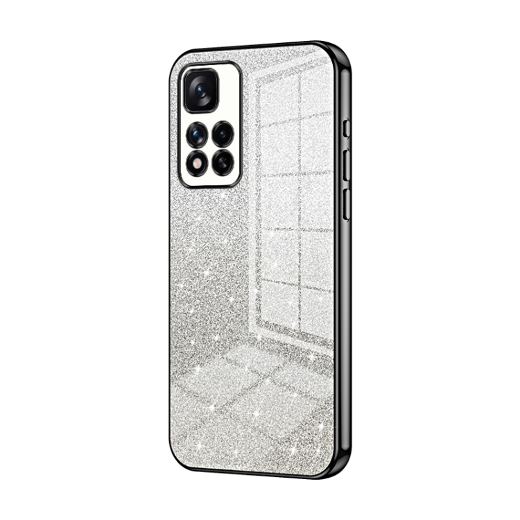 

For Xiaomi Redmi Note 11 Pro+ 5G Gradient Glitter Powder Electroplated Phone Case(Black)