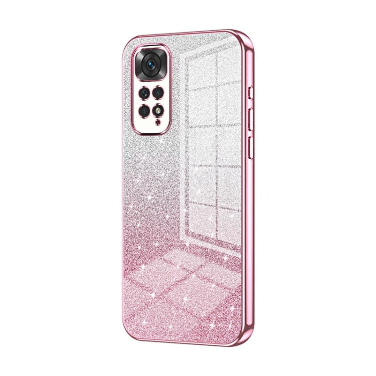 

For Xiaomi Redmi Note 11 Global / Note 11S Gradient Glitter Powder Electroplated Phone Case(Pink)