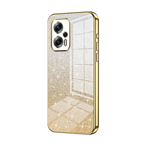 

For Xiaomi Redmi Note 11T Pro/Poco X4 GT Gradient Glitter Powder Electroplated Phone Case(Gold)