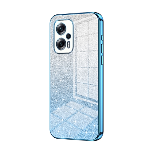 

For Xiaomi Redmi Note 11T Pro/Poco X4 GT Gradient Glitter Powder Electroplated Phone Case(Blue)