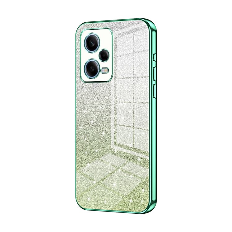 

For Xiaomi Redmi Note 12 Pro 5G Gradient Glitter Powder Electroplated Phone Case(Green)