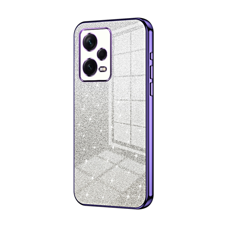 

For Xiaomi Redmi Note 12 Pro+ Gradient Glitter Powder Electroplated Phone Case(Purple)