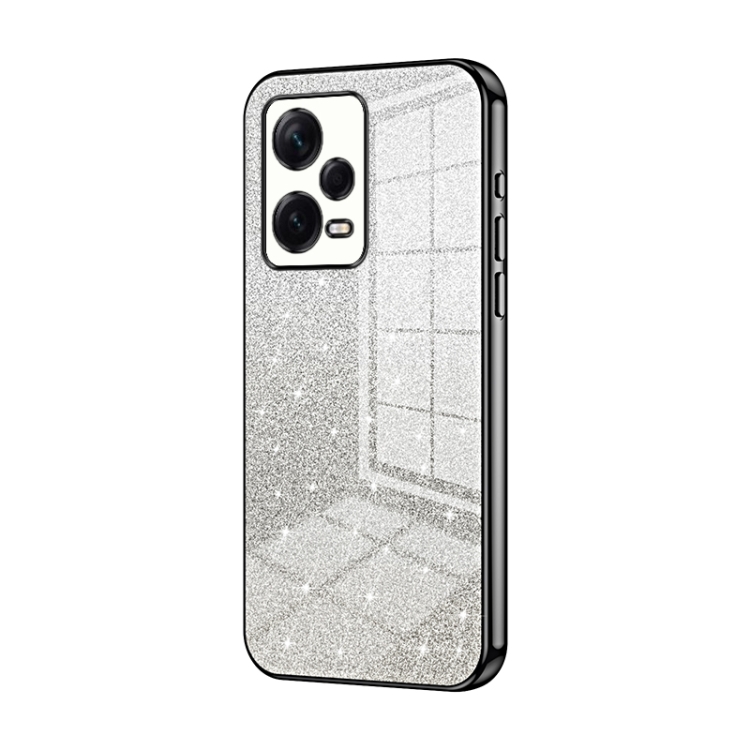 

For Xiaomi Redmi Note 12 Pro+ Gradient Glitter Powder Electroplated Phone Case(Black)
