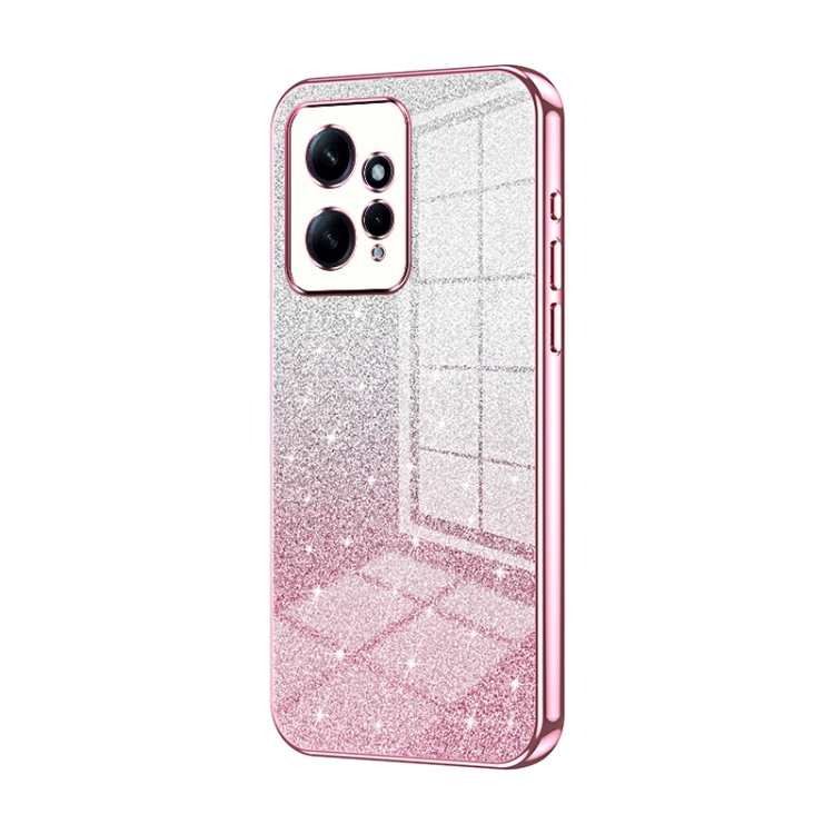 

For Xiaomi Redmi Note 12 4G Gradient Glitter Powder Electroplated Phone Case(Pink)