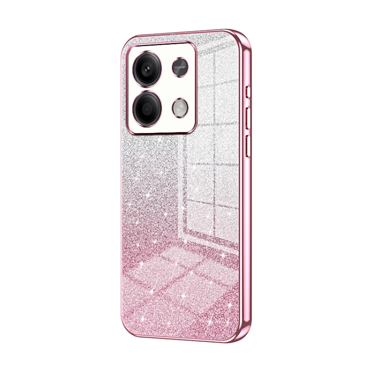 

For Xiaomi Redmi Note 13 5G Gradient Glitter Powder Electroplated Phone Case(Pink)