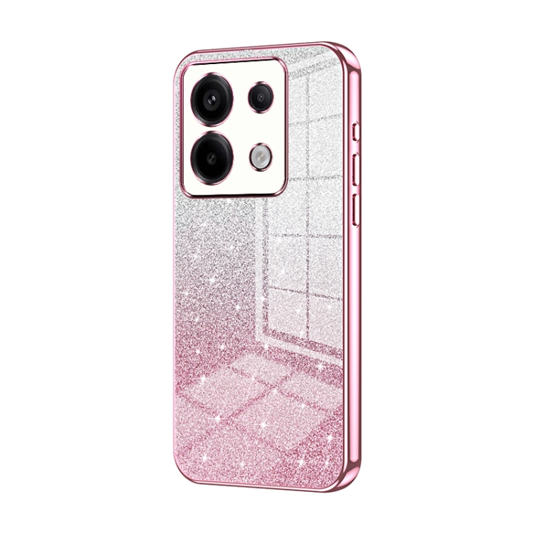 

For Xiaomi Redmi Note 13 Pro Gradient Glitter Powder Electroplated Phone Case(Pink)